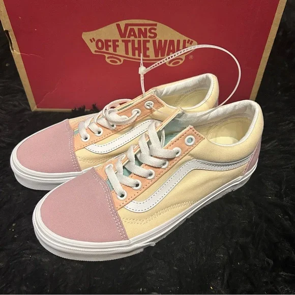VANS old skool pastel multicolored lace up shoes sneakers women’s 7 new - Picture 2 of 7